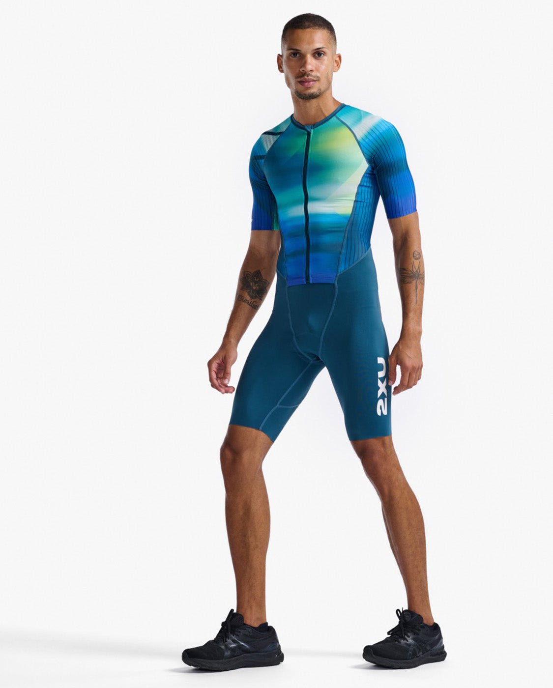 2XU South Africa - Men's Aero Sleeved Trisuit - Spring Green / Majol - Spring Green / Majol