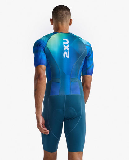 2XU South Africa - Men's Aero Sleeved Trisuit - Spring Green / Majol - Spring Green / Majol