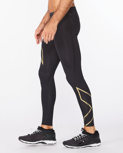 2XU South Africa - Men's Light Speed Compression Tights - Black/Gold Reflective
