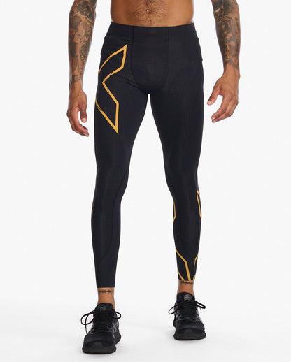 2XU South Africa - Men's Light Speed Compression Tights - Black/Turmeric Reflective
