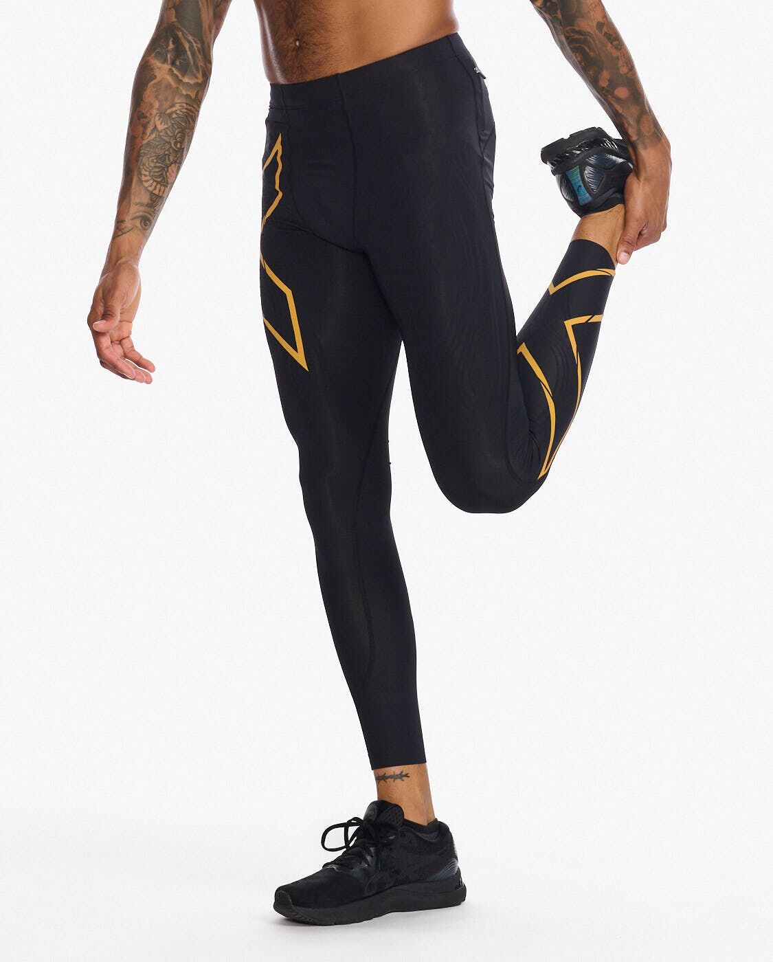2XU South Africa - Men's Light Speed Compression Tights - Black/Turmeric Reflective