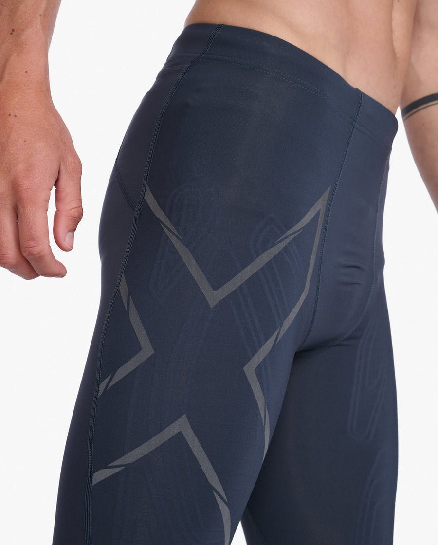 2XU South Africa - Men's Light Speed Compression Tights - India Ink/Black Reflective
