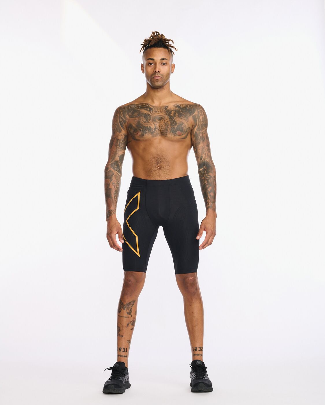2XU South Africa - Men's Light Speed Compression Shorts - Black/Turmeric Reflective