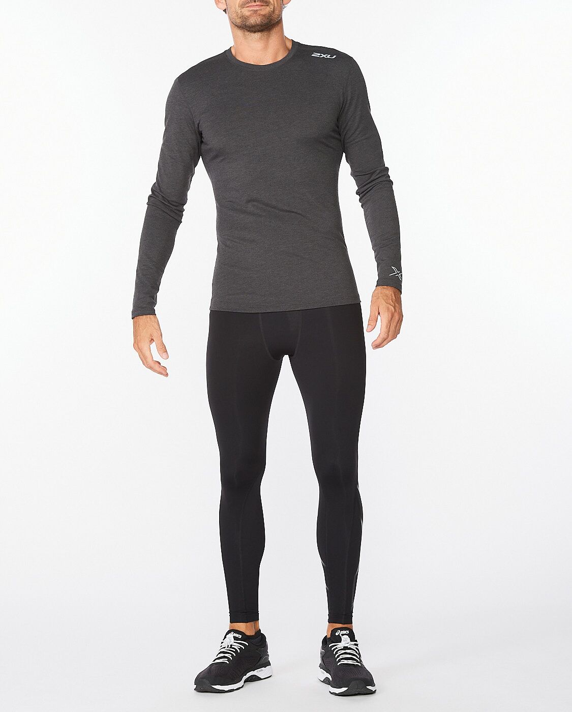2XU South Africa - Mens Ignition Base Layer L/S - Black Marle/Silver Reflective