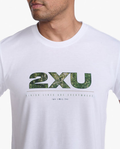 2XU South Africa - Mens Contender Tee - Trailscape - White/Trailscape