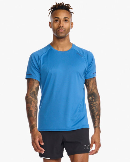 2XU South Africa - Men's Aero Tee - Starling/Medieval Blue Reflect