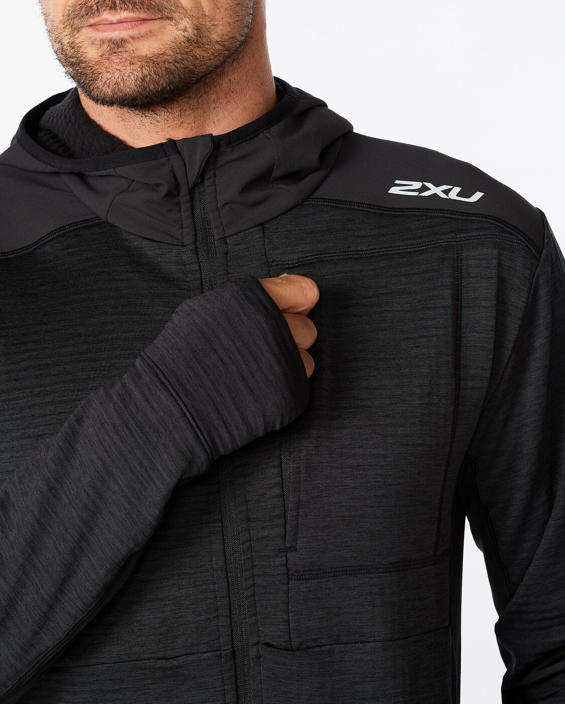 2XU South Africa - Mens Ignition Hooded Mid-Layer - Black/Silver Reflective