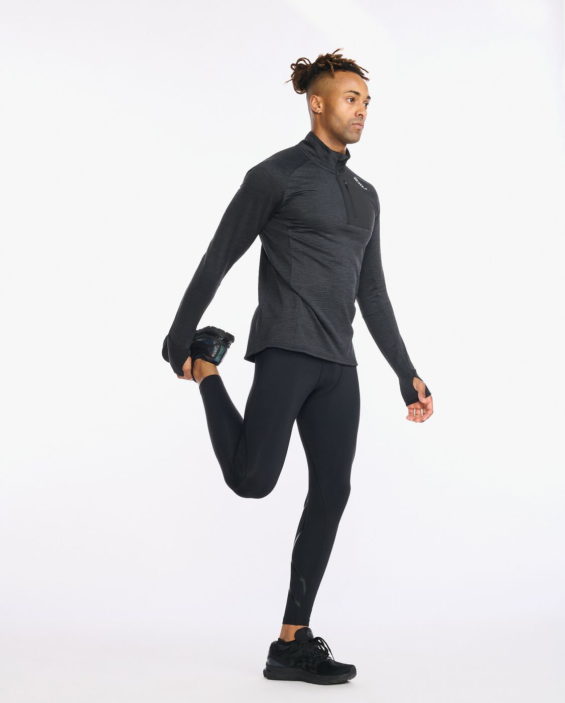 2XU South Africa - Men's Ignition layered 1/4 Zip Long Sleeve - Black/Silver Reflective