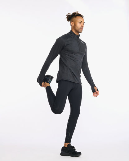 2XU South Africa - Men's Ignition layered 1/4 Zip Long Sleeve - Black/Silver Reflective