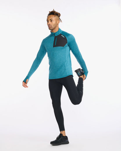 2XU South Africa - Men's Ignition layered 1/4 Zip Long Sleeve - Oceanside/Porcelain Reflective