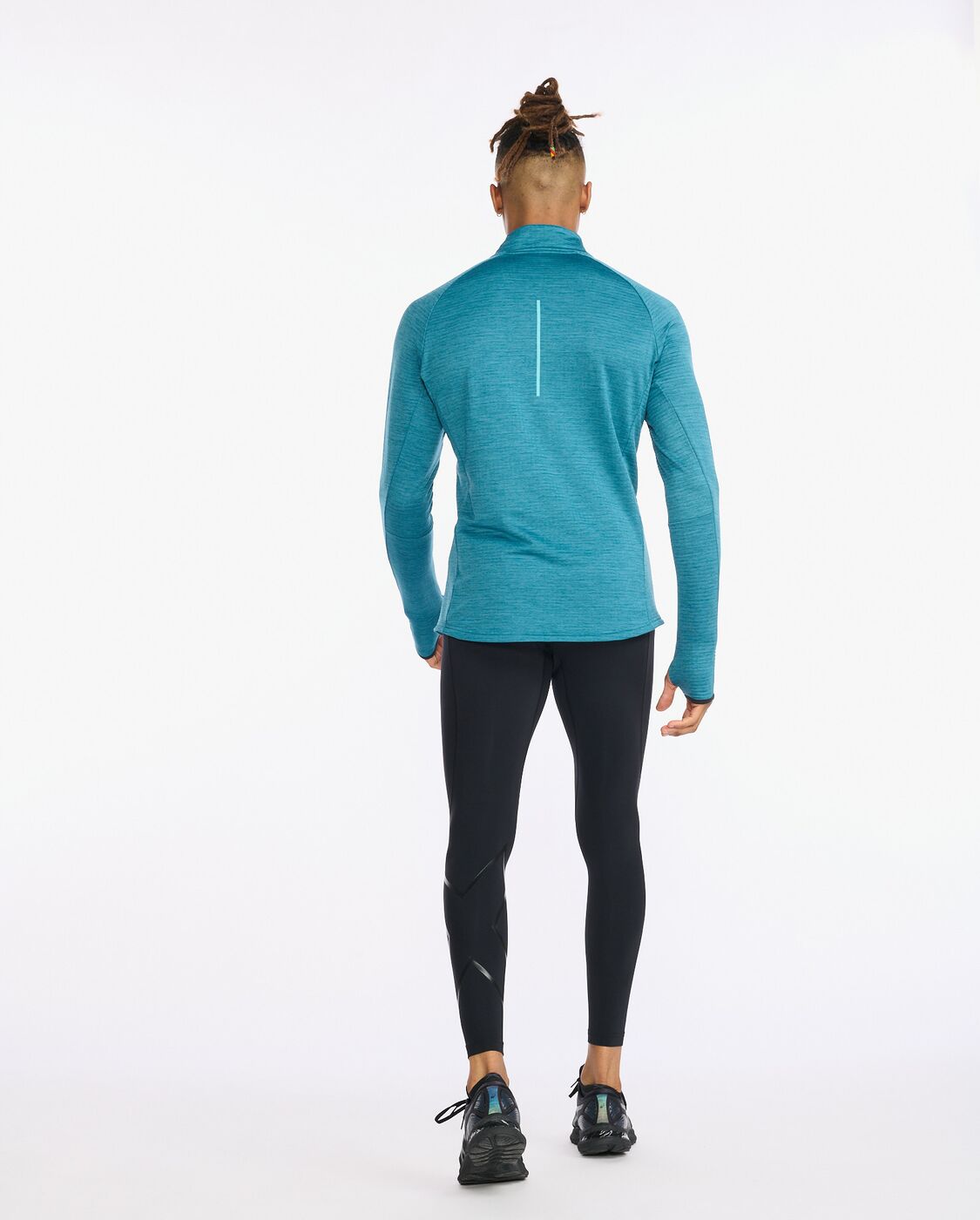2XU South Africa - Men's Ignition layered 1/4 Zip Long Sleeve - Oceanside/Porcelain Reflective