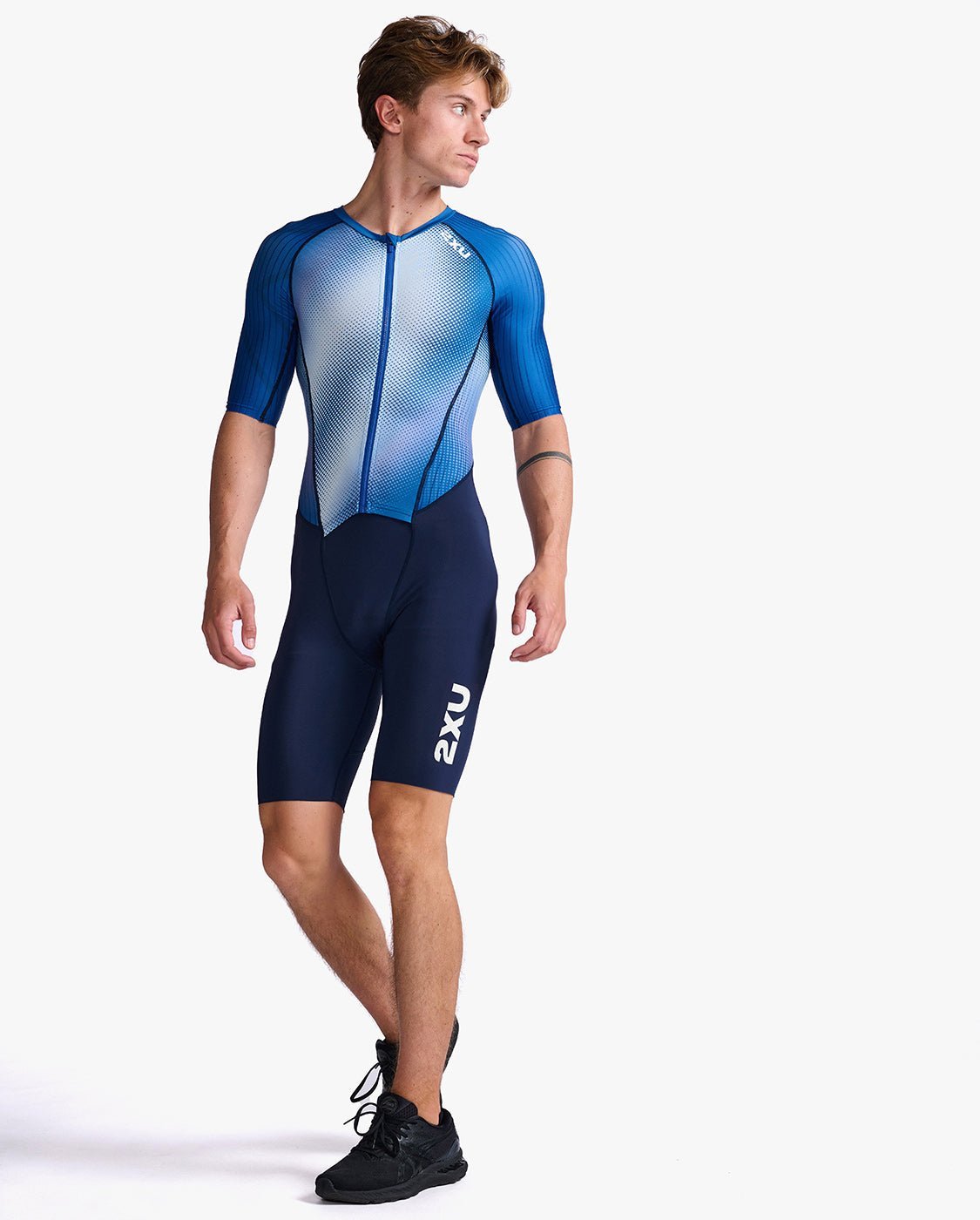 2XU South Africa - Mens Aero Sleeved Trisuit - Midnight/White