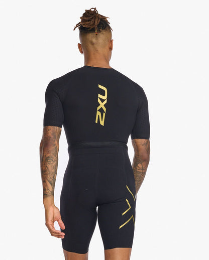 2XU South Africa - Mens Light Speed Tech Sleeved Trisuit - BLK/GLD