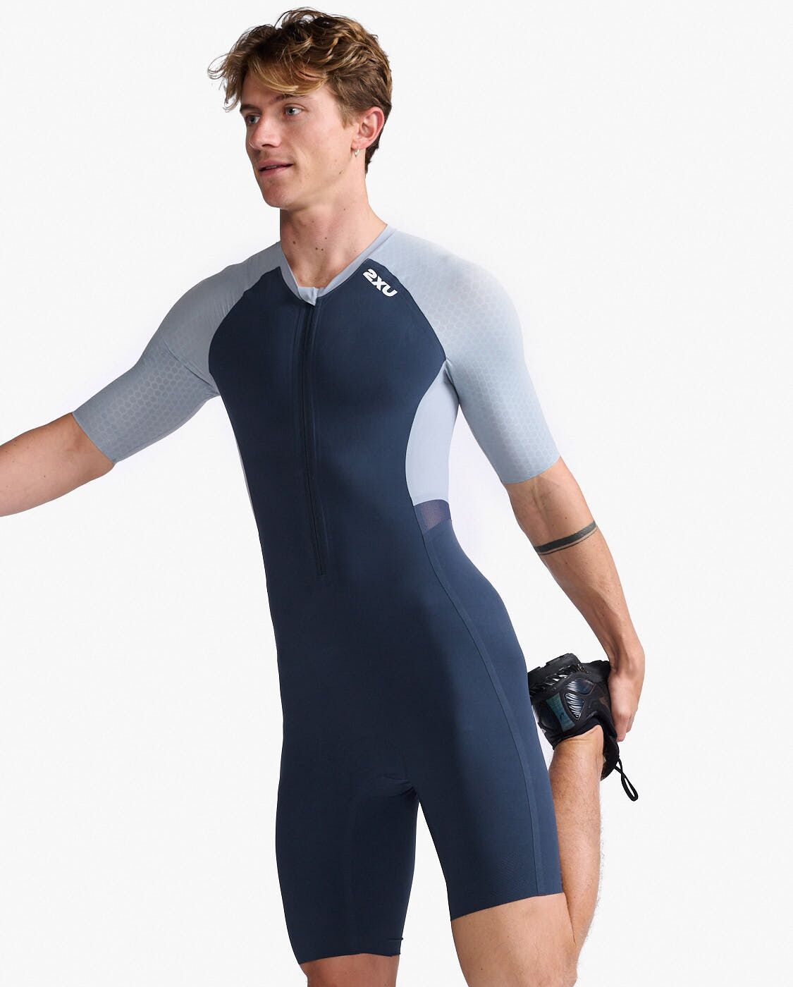 2XU South Africa - Mens Light Speed Tech Sleeved Trisuit - OUT/WHT