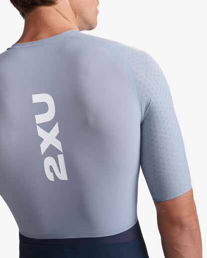 2XU South Africa - Mens Light Speed Tech Sleeved Trisuit - OUT/WHT