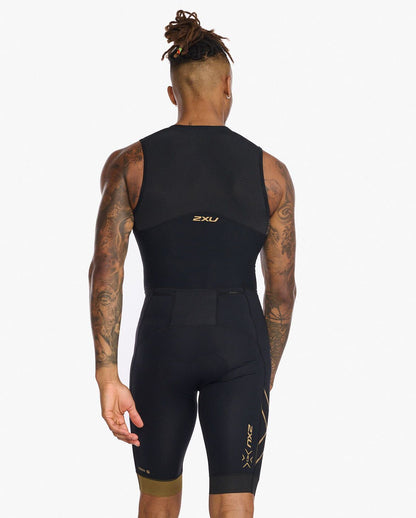 2XU South Africa - Mens Light Speed Front Zip Trisuit - Black/Gold