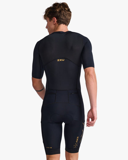 2XU South Africa - Mens Light Speed Sleeved Trisuit - Black/Gold