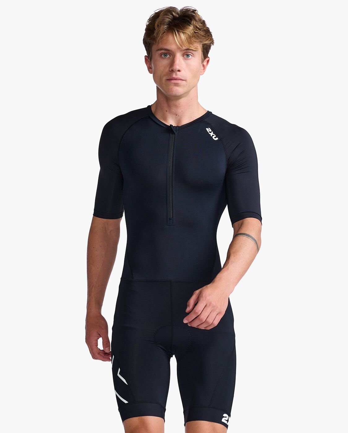 2XU South Africa - Mens Core Sleeved Trisuit - BLK/WHT