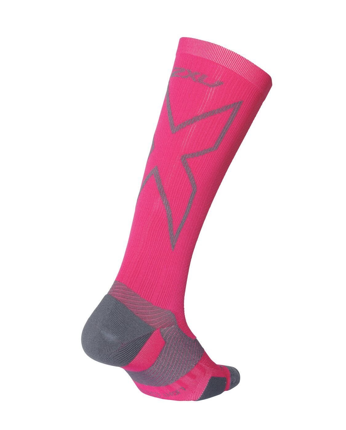 2XU South Africa - Vectr Light Cushion Full Length Socks - Hot Pink/Grey