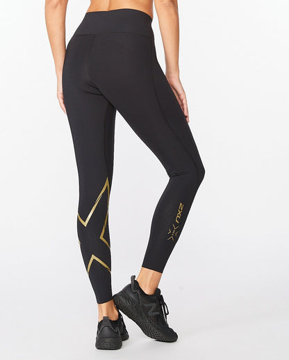 2XU South Africa - Women's Force Mid-Rise Compression Tights - Black/Gold