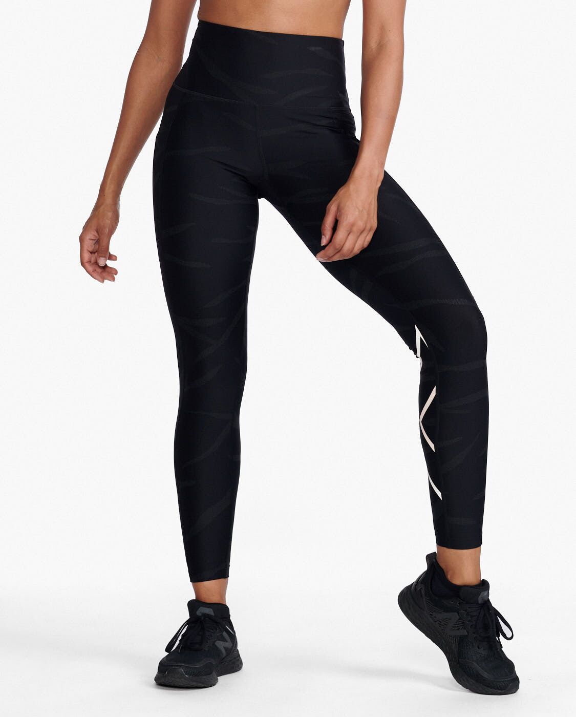 2XU South Africa - Womens Aero Reflect Hi-Rise Compression Tights - Soft Focus/Peach Whip Reflective