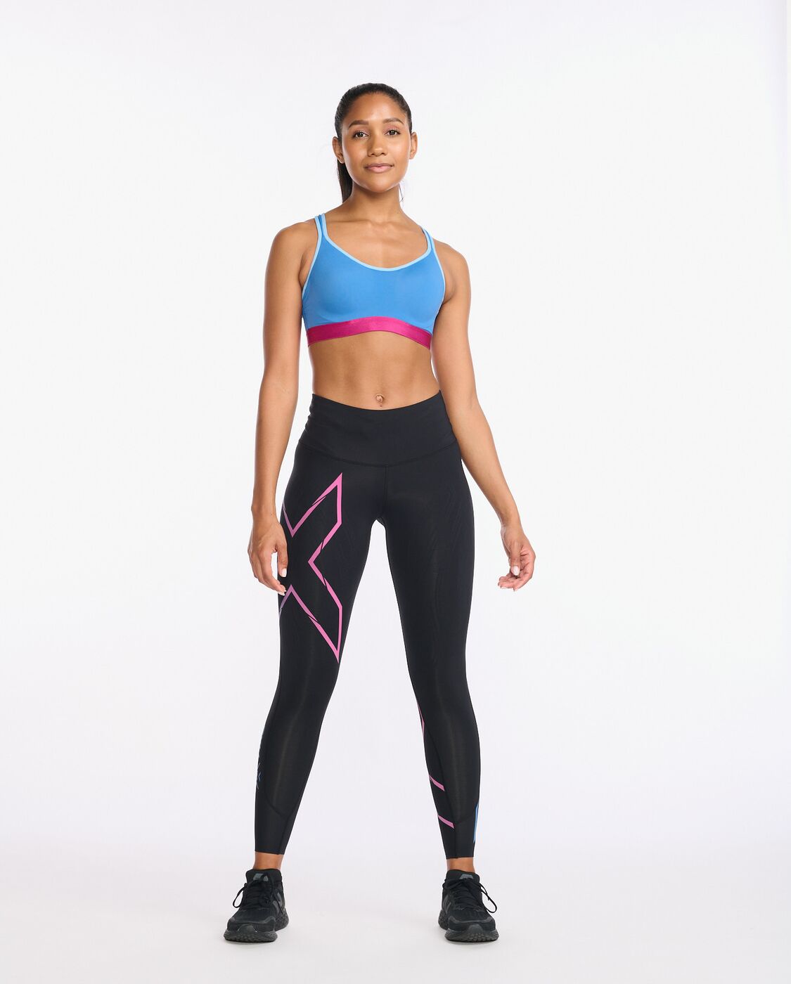2XU South Africa - Women's Light Speed Mid-Rise Compression Tights - Black/Festival Ombre Reflect