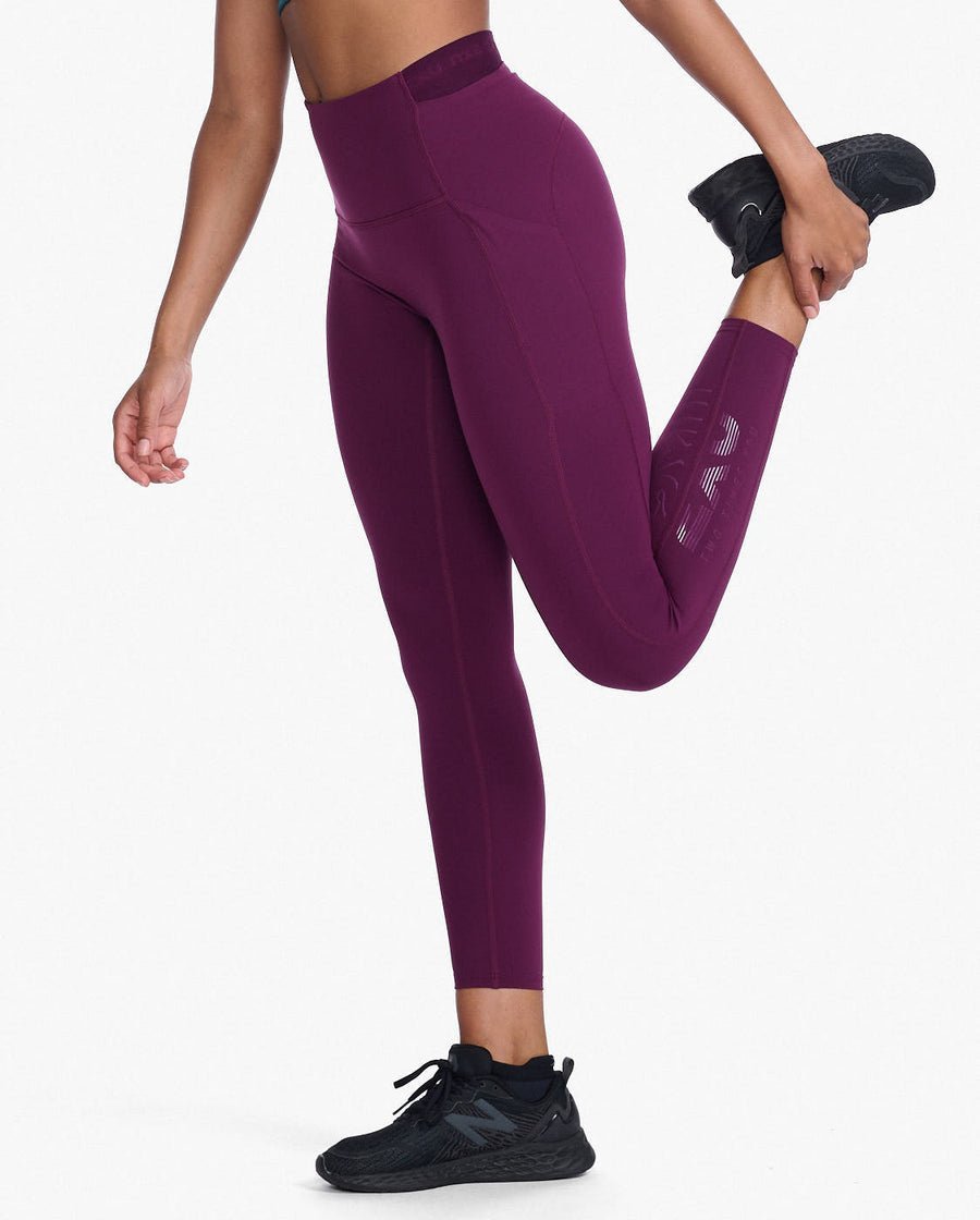 2XU South Africa - Womens Form Stash Hi-Rise Compression Tights - Beetroot - Beetroot/Beetroot