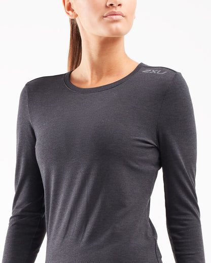 2XU South Africa - Womens Ignition Base Layer L/S - Black Marle/Silver Reflective