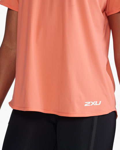 2XU South Africa - Womens Motion Mesh Tee - Hyper Coral/White Reflective