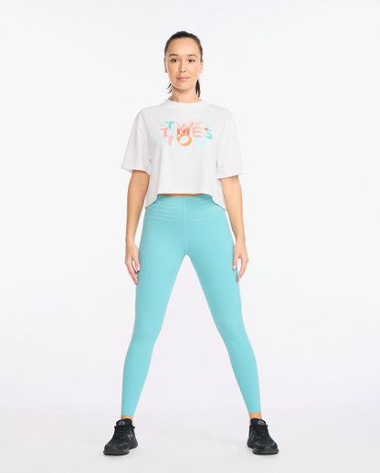 2XU South Africa - Womens Form Crop Tee - White - White/Two Times You