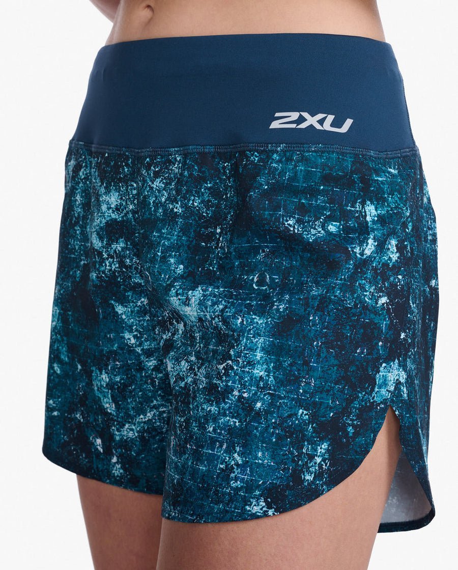 2XU South Africa - Womens Aero 5 Inch Shorts - Trailscape Bluejay/Silver Reflective