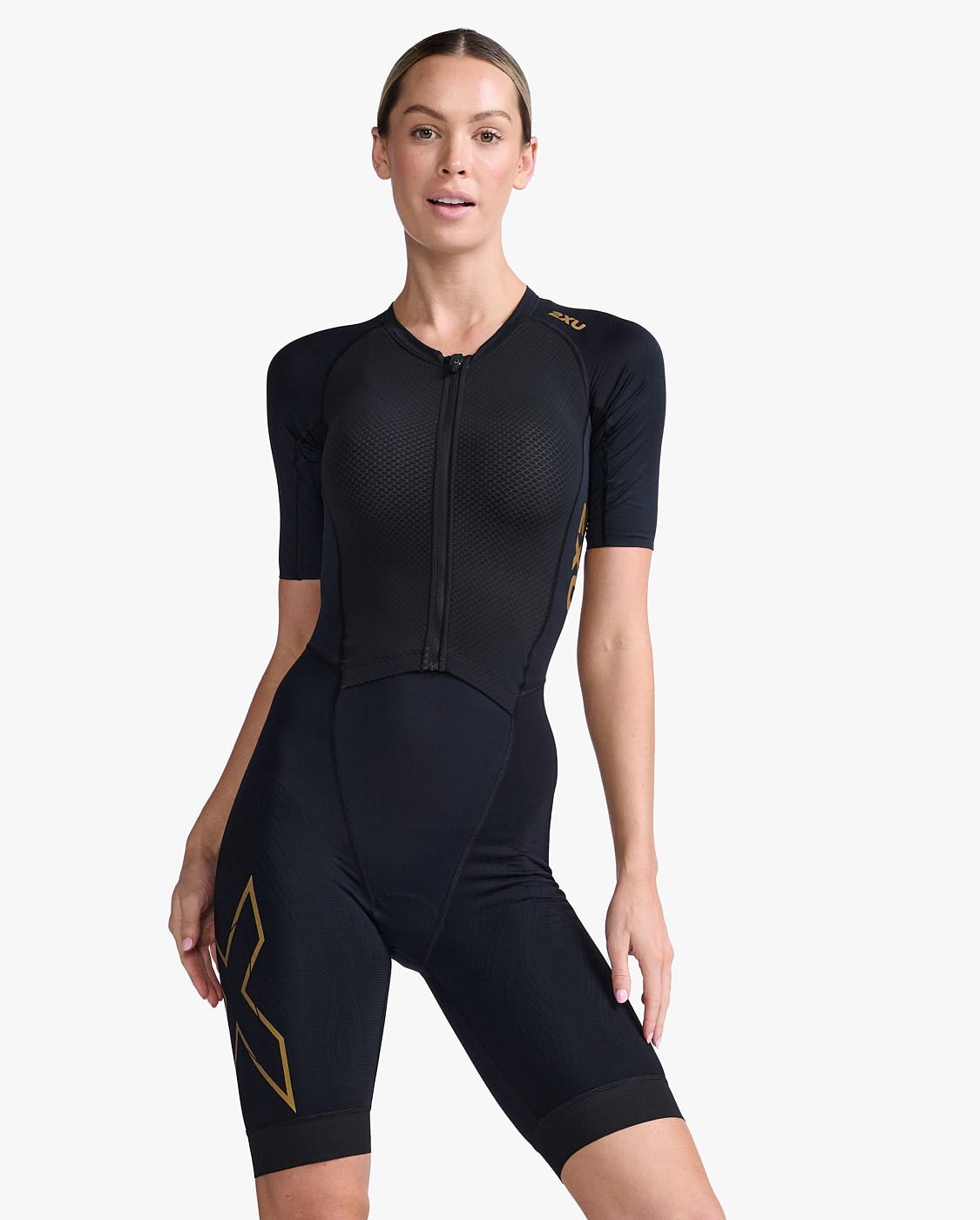 2XU South Africa - Womens Light Speed Sleeved Trisuit - Black/Gold