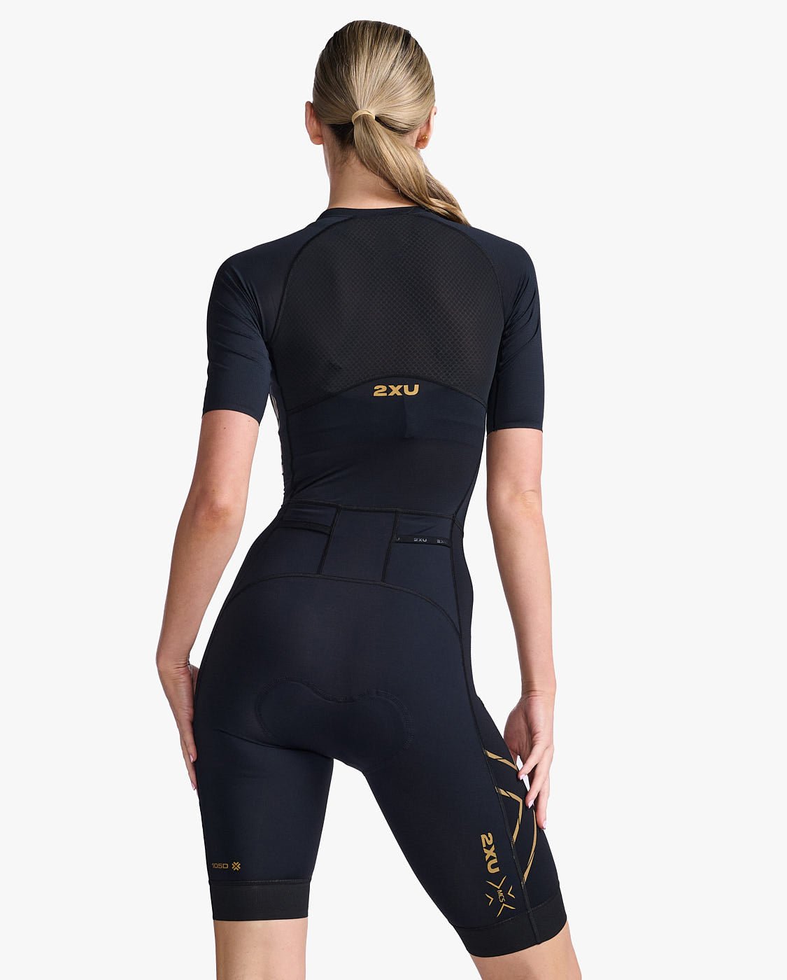 2XU South Africa - Womens Light Speed Sleeved Trisuit - Black/Gold