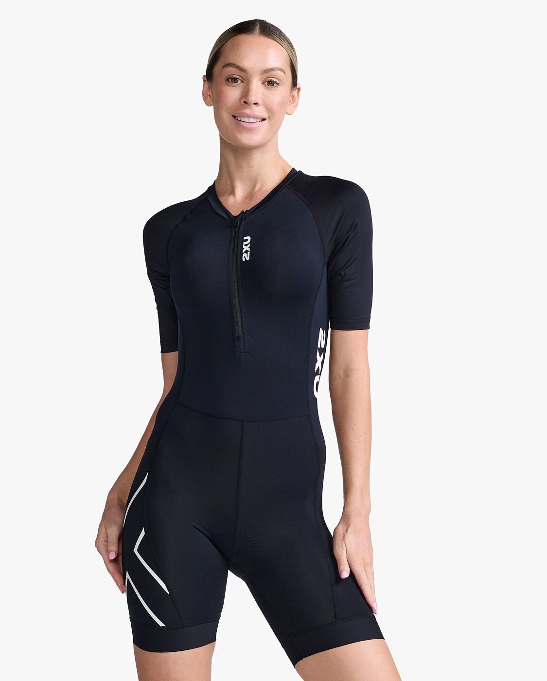 2XU South Africa - Womens Core Sleeved Trisuit - BLK/WHT
